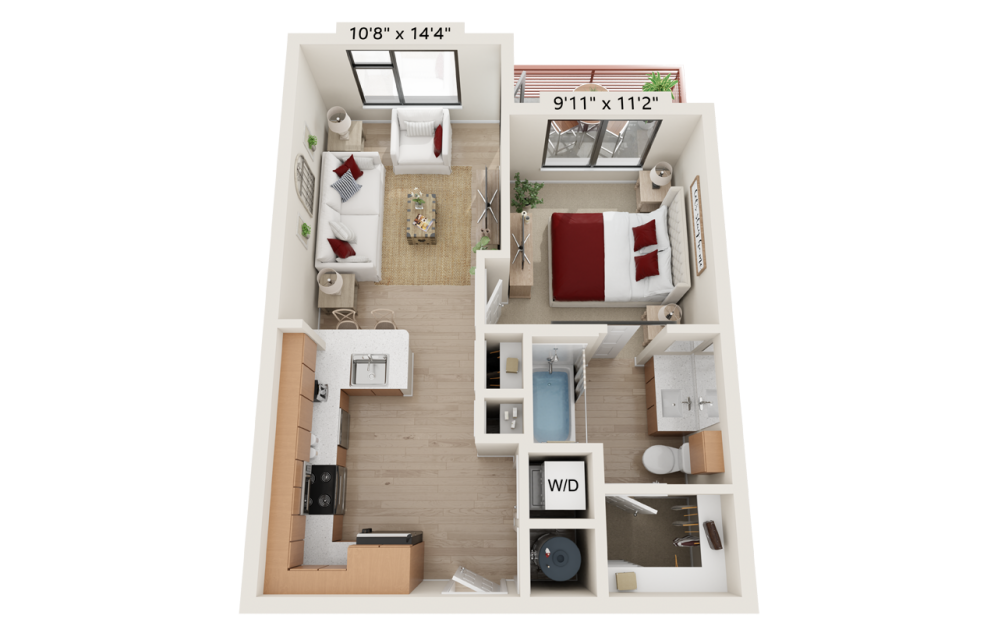 A1 - 1 bedroom floorplan layout with 1 bathroom and 584 - 1625 square feet A1 - 1 bedroom floorplan layout with 1 bathroom and 584 - 1625 square feet